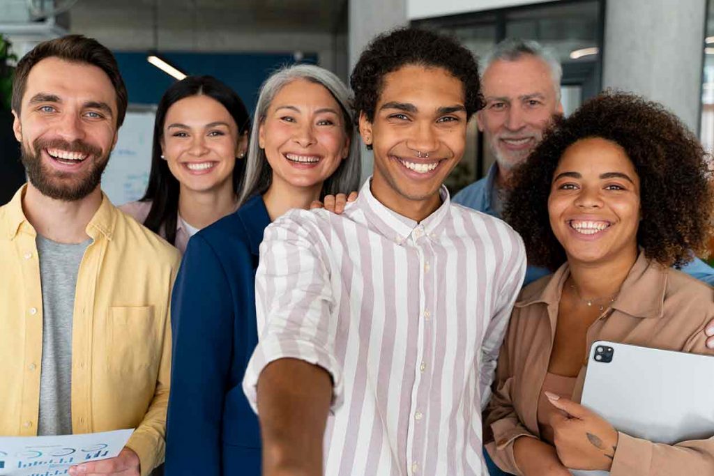 A small crew happy about their professional network